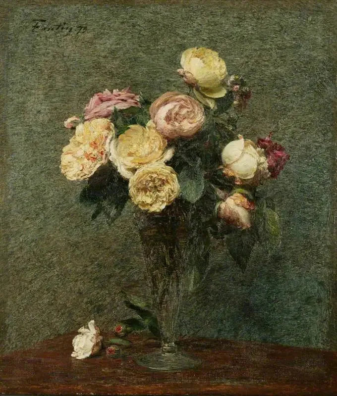 Rosen in einer Glasvase - Henri Fantin-Latour