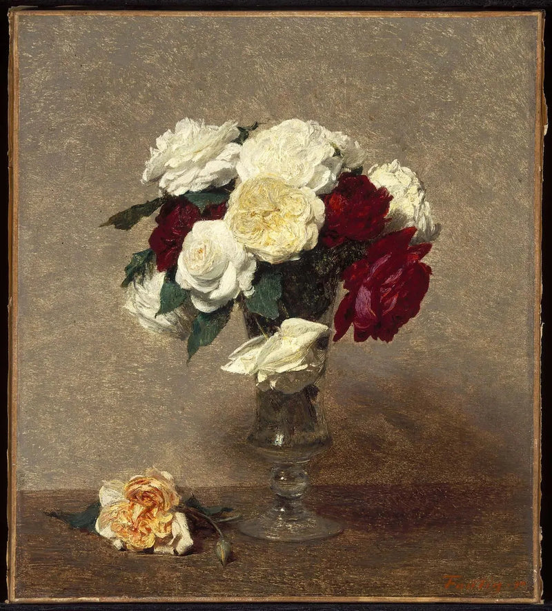 Rosen in einer Glasvase - Henri Fantin-Latour