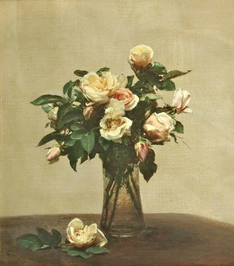 Rosen in einer Glasvase - Henri Fantin-Latour