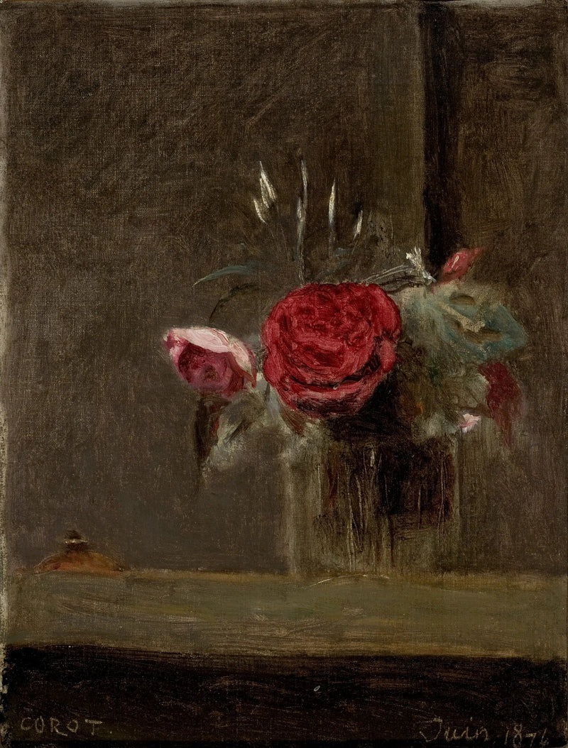 Rosen in einem Glas - Jean-Baptiste Camille Corot