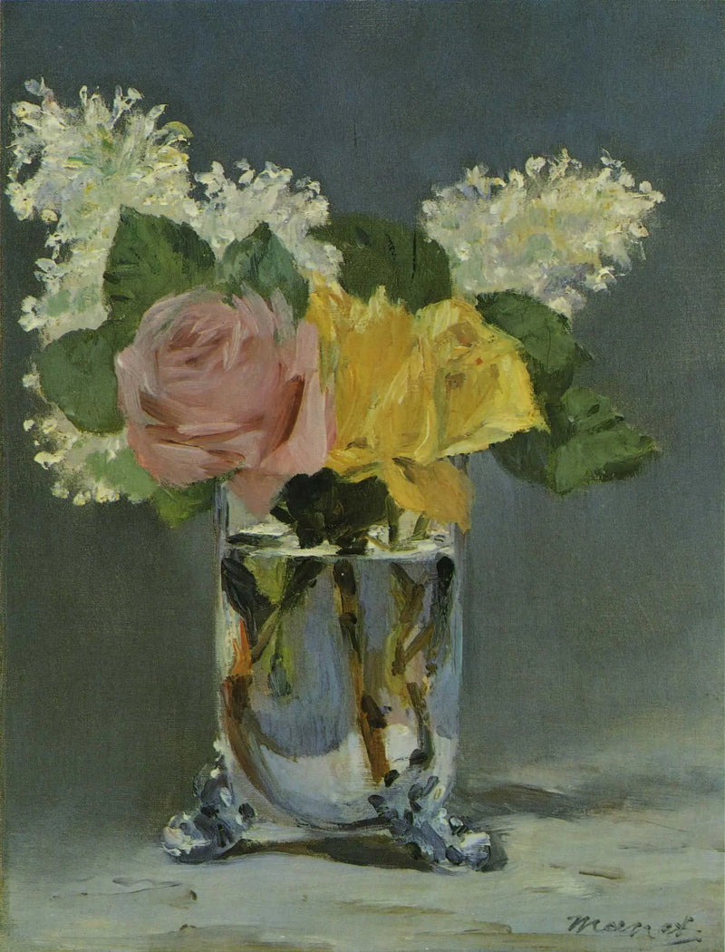 Rosen und Flieder in einer Vase - Édouard Manet