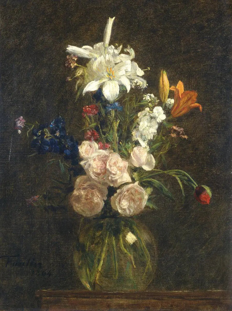 Rosen und Lilien in einer Vase - Henri Fantin-Latour