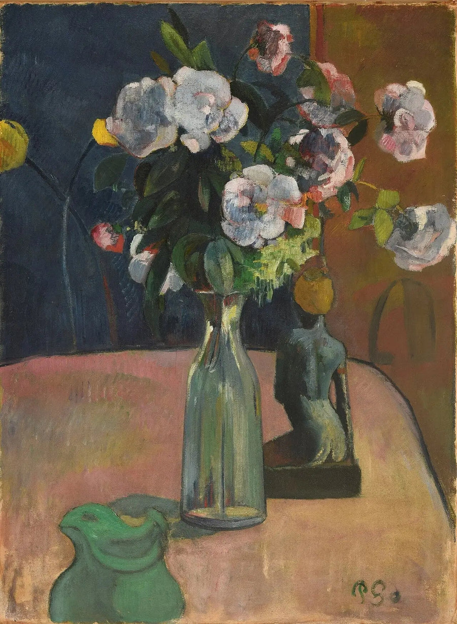 Rosen und Statue - Paul Gauguin