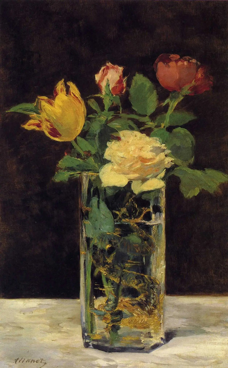 Rosen und Tulpen in einer Vase - Édouard Manet