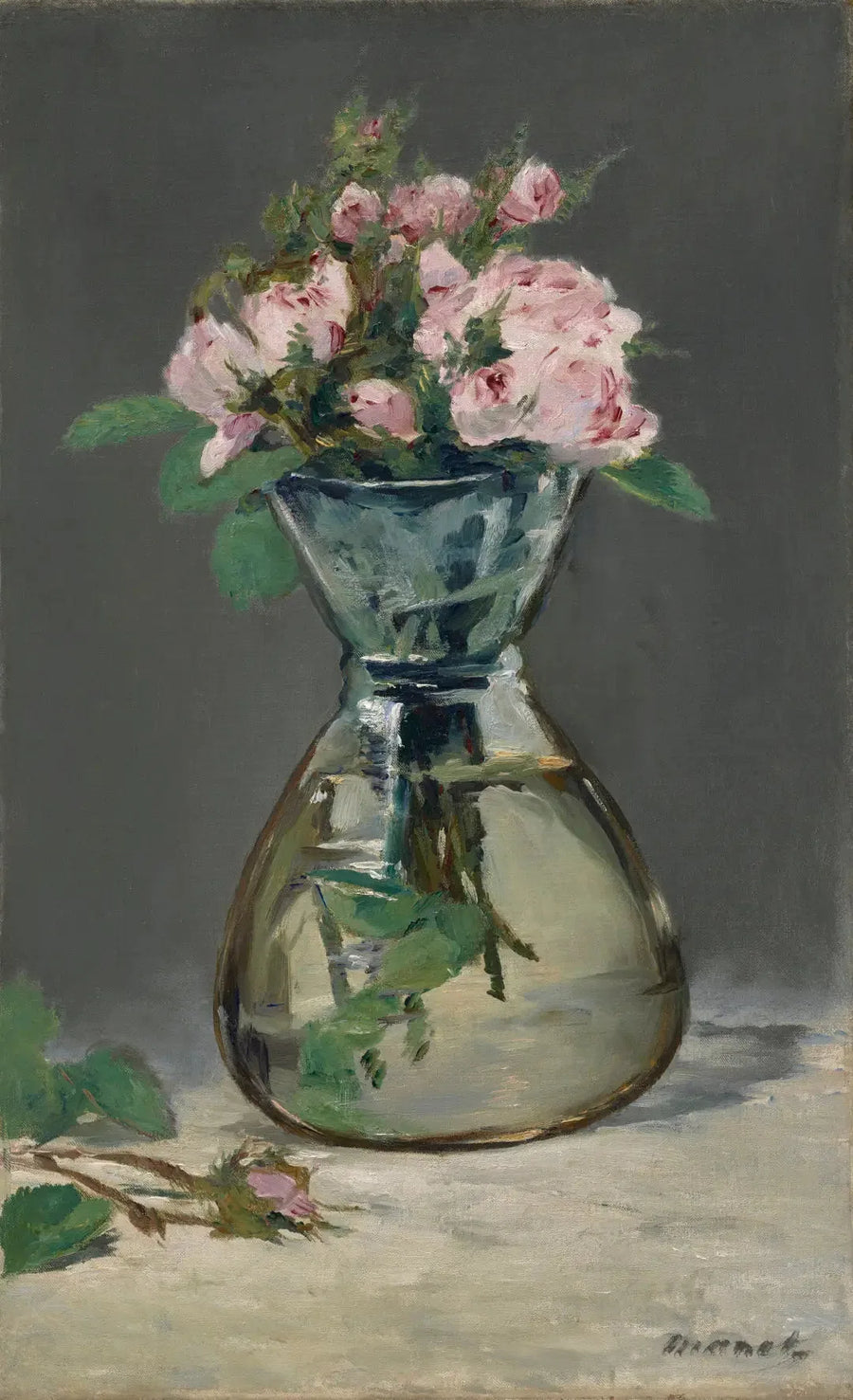 Moosrosen in einer Vase - Édouard Manet