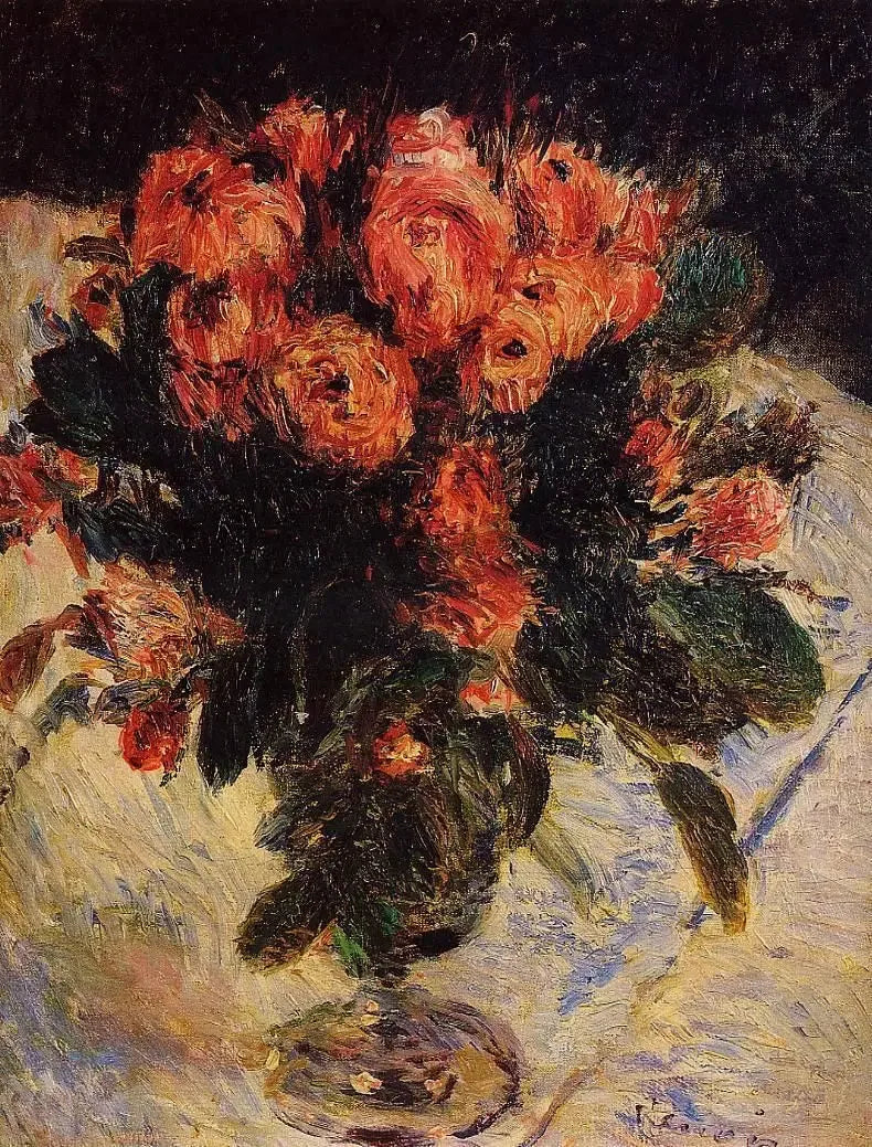 Schaumige Rosen - Pierre-Auguste Renoir