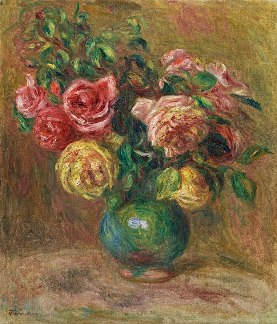 Rosen in einer grünen Vase - Pierre-Auguste Renoir