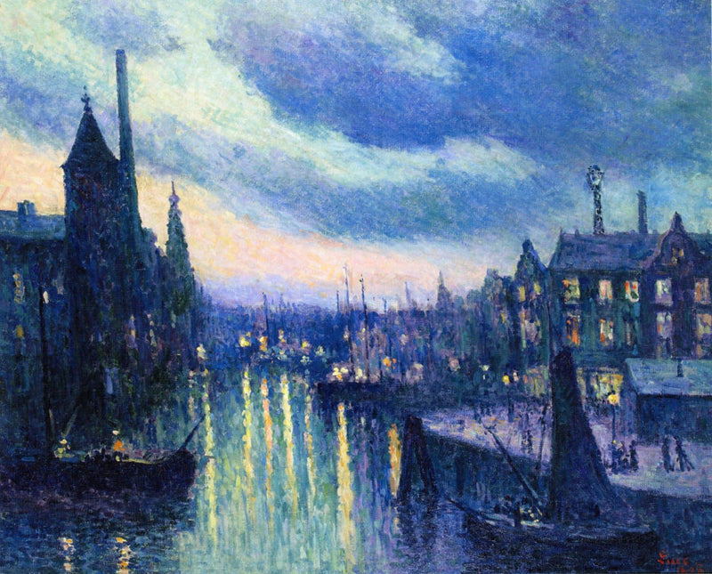 Rotterdam, Nachtlichteffekt (La Schie) - Maximilien Luce