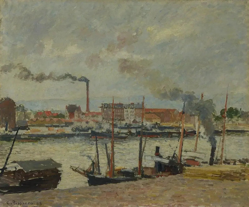 Rouen. Börsenkai, Regen - Camille Pissarro