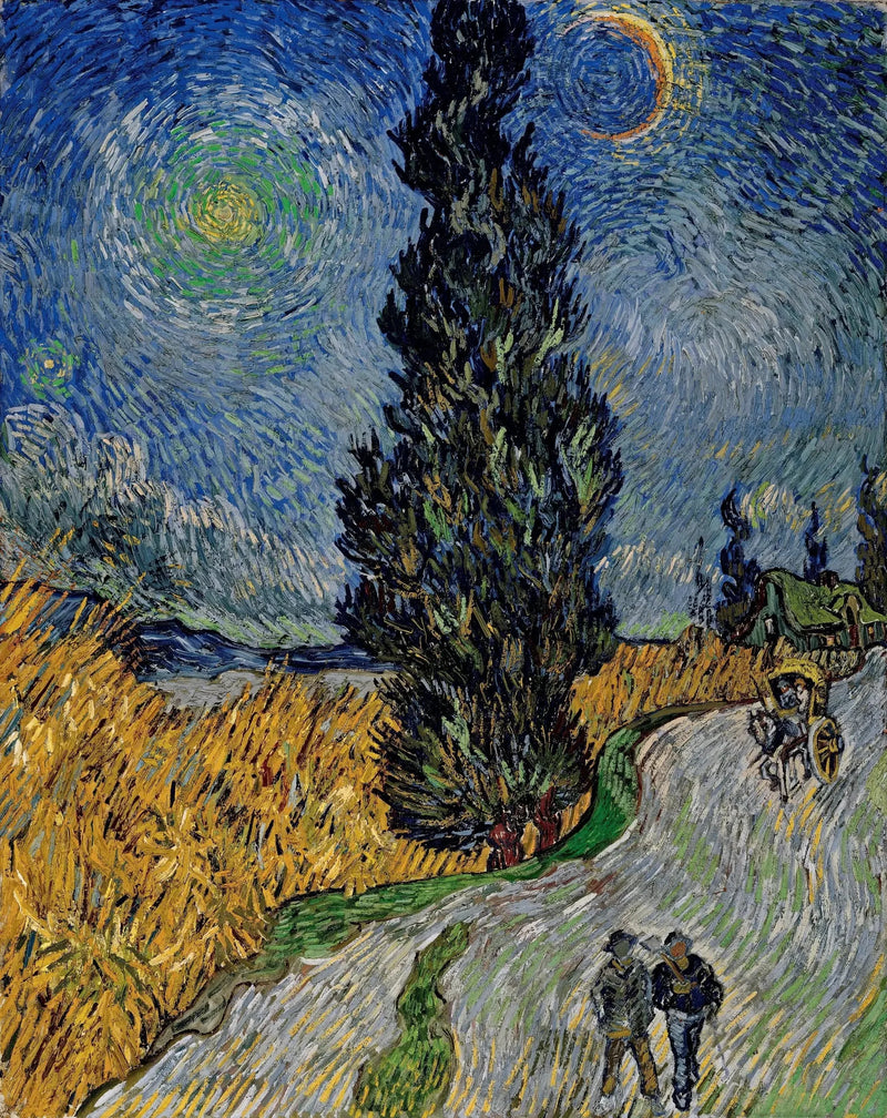 Straße mit einer Zypresse und einem Stern - Vincent van Gogh