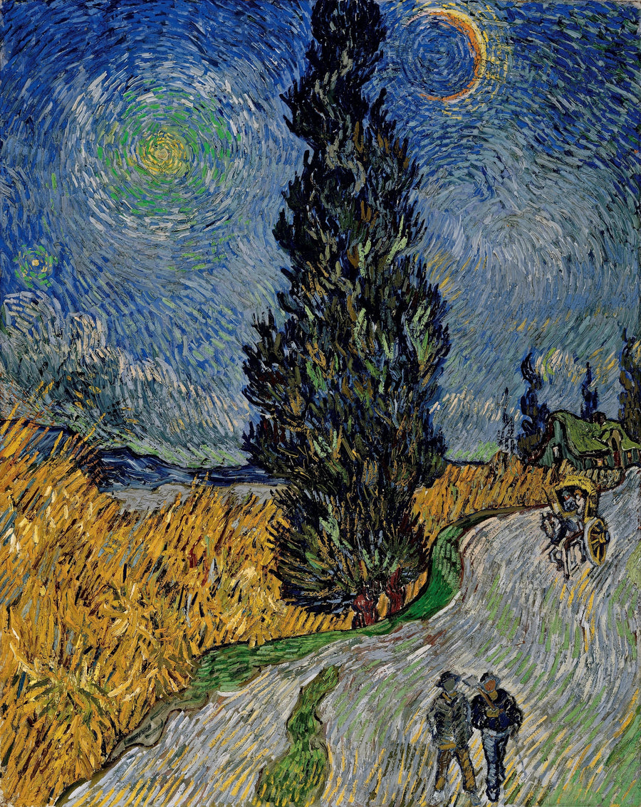 Straße mit einer Zypresse und einem Stern - Vincent van Gogh