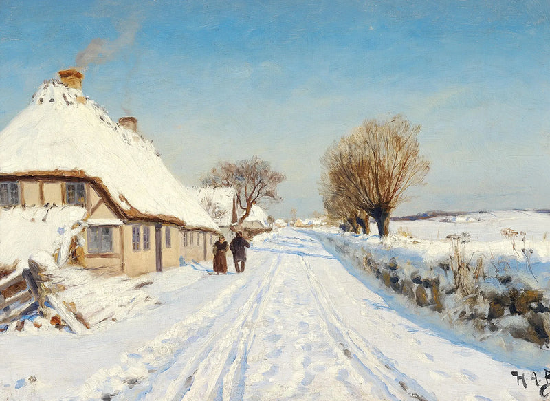 Sonniger Weg am Dorfrand, Winter. - H. A. Brendekilde
