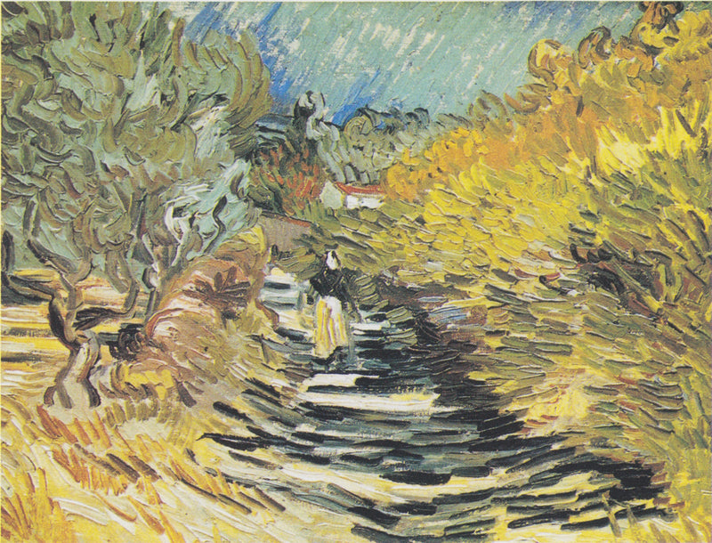 Eine Straße in Saint-Rémy mit einer weiblichen Figur - Vincent van Gogh