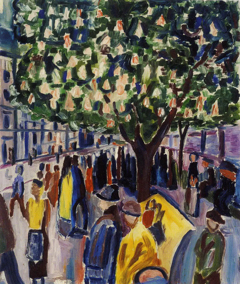 Straße mit blühender Kastanie - Edvard Munch