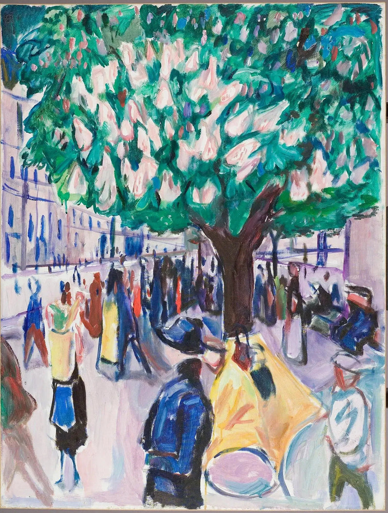 Straße mit blühender Kastanie - Edvard Munch
