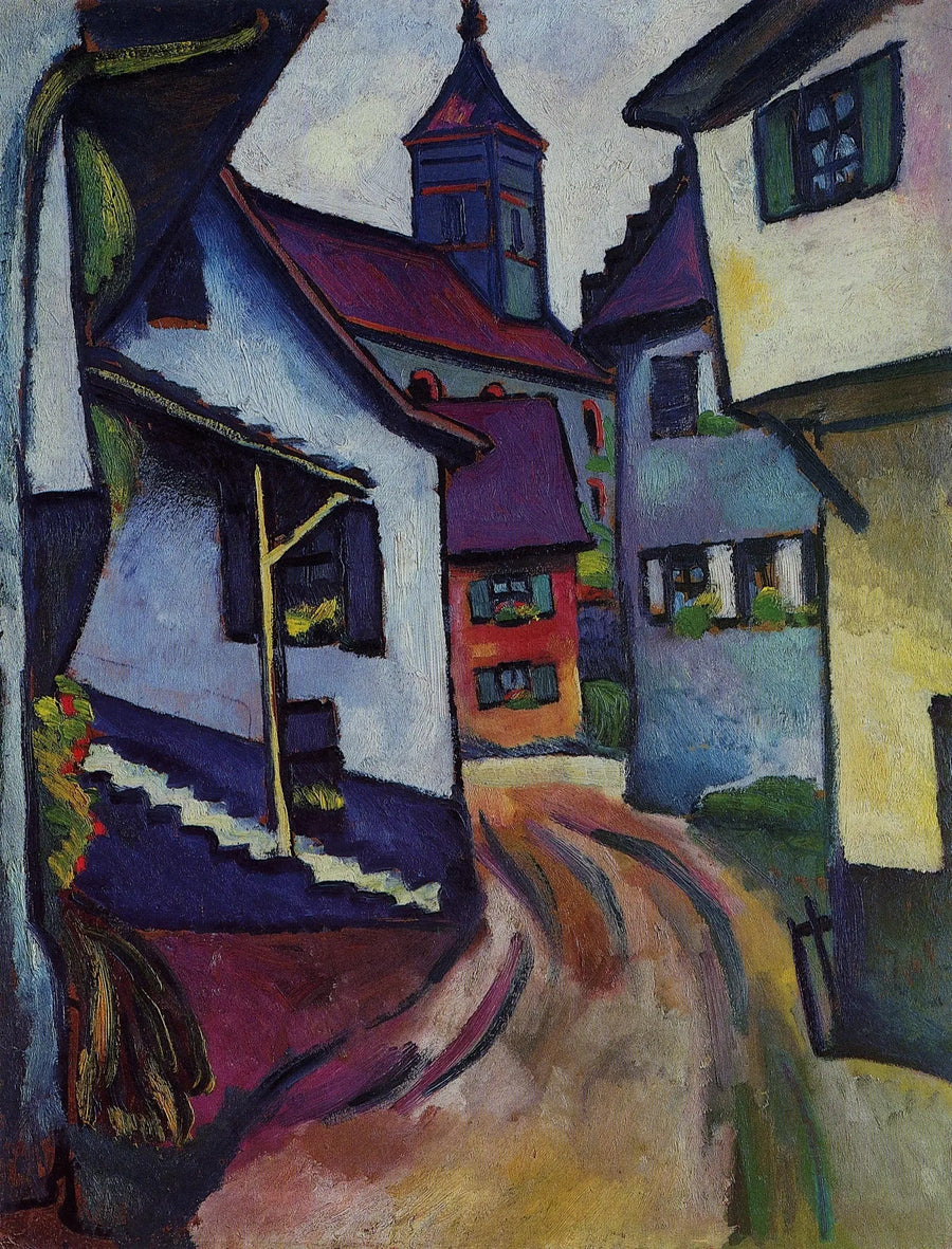 Straße mit Kirche in Kandern - August Macke