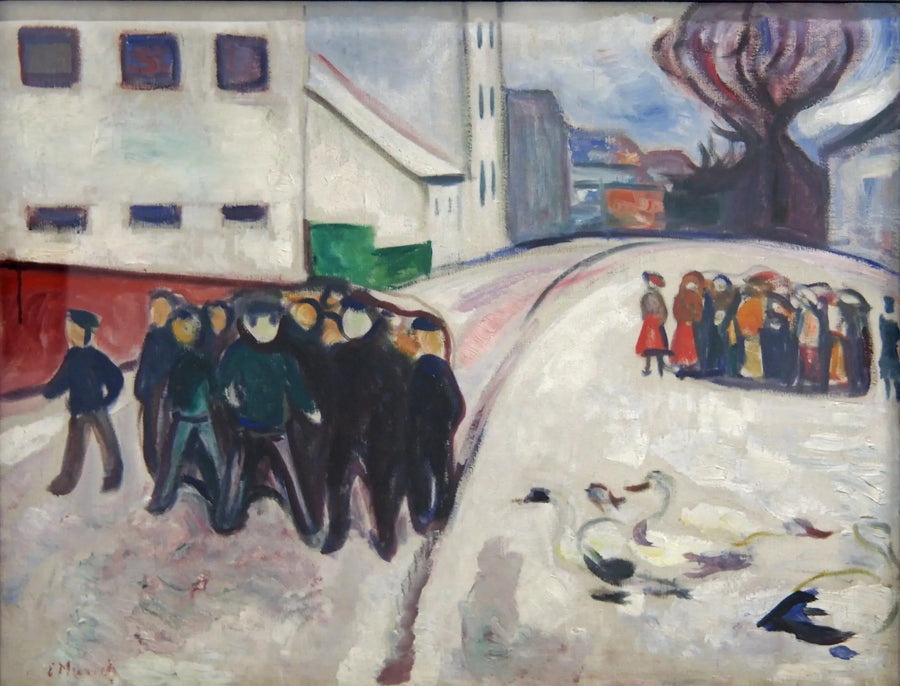 Straße einer kleinen Stadt im Schnee - Edvard Munch