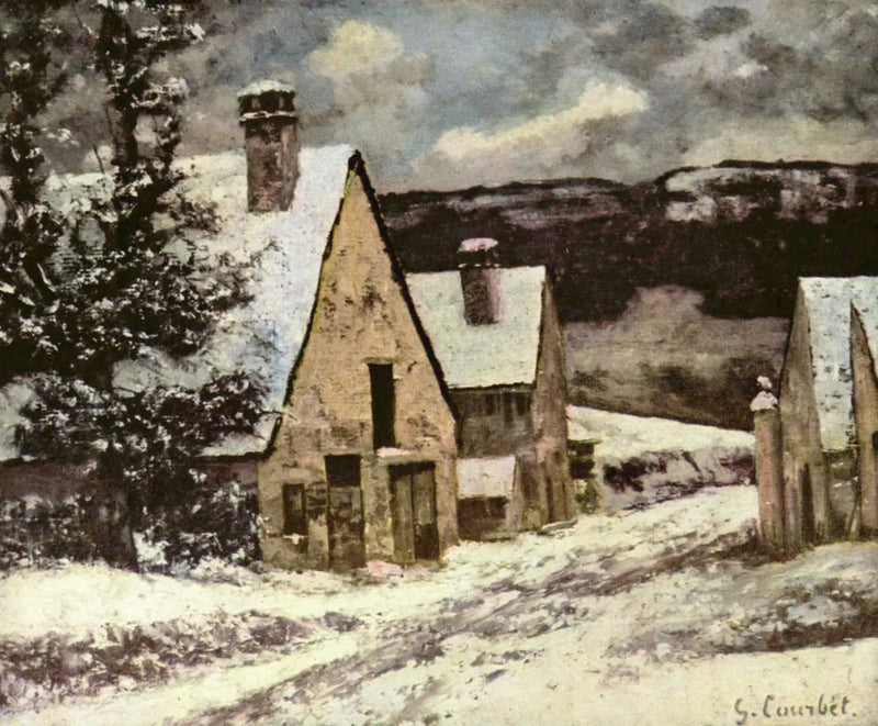 Dorfstraße im Winter - Gustave Courbet