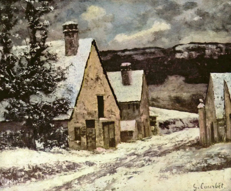 Dorfstraße im Winter - Gustave Courbet