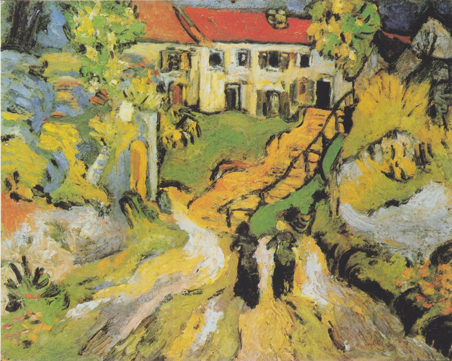 Dorfstraße und Treppen in Auvers mit zwei Personen - Vincent van Gogh