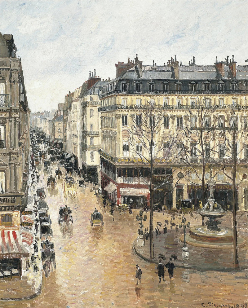 Rue Saint-Honoré, Nachmittag, Regen-Effekt - Camille Pissarro