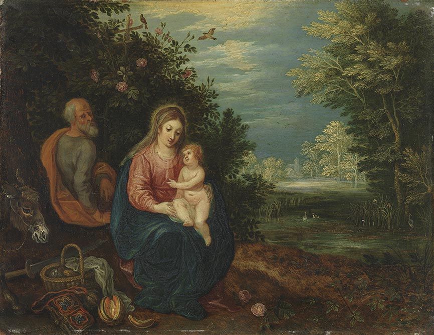 Ruhe auf der Flucht nach Ägypten - Jan Brueghel l’Ancien image 1 copie peinte à la main à l’huile
