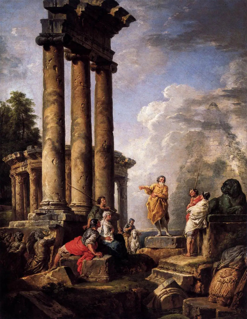 Ruinen mit Saint Paul predigt - Giovanni Paolo Panini