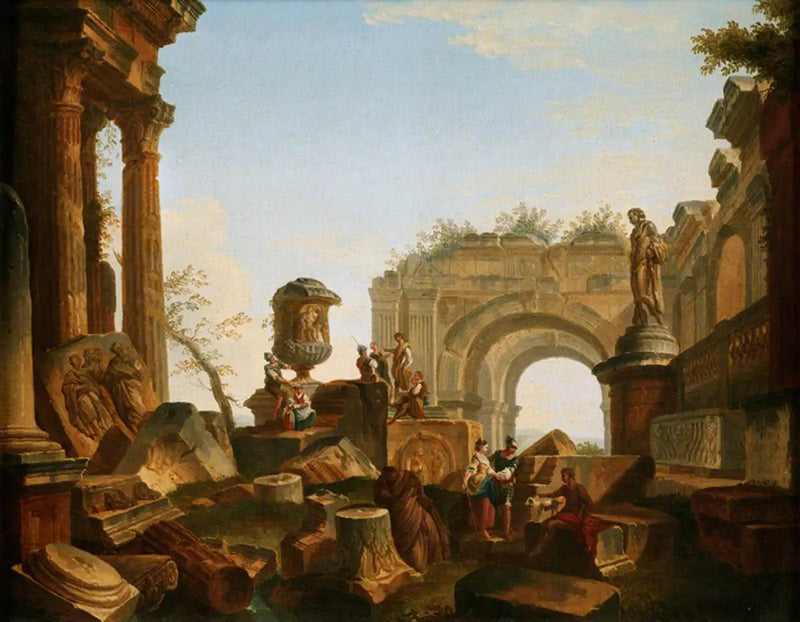 Ruinen mit einer Urne und einem Bogen - Giovanni Paolo Panini
