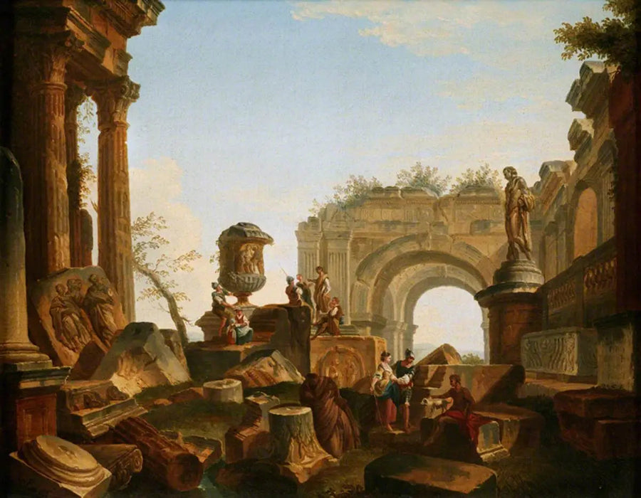 Ruinen mit einer Urne und einem Bogen - Giovanni Paolo Panini