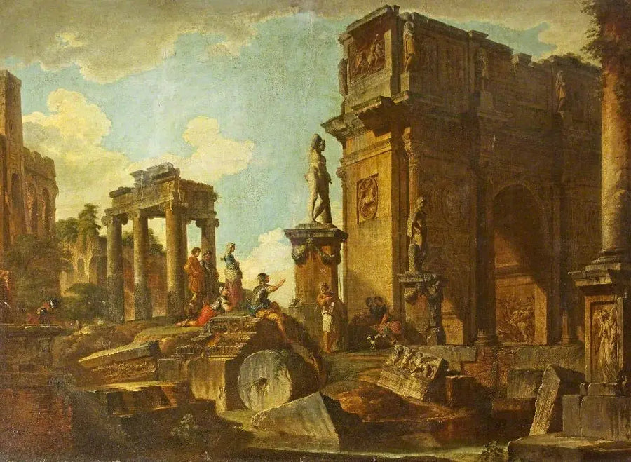 Klassische Ruinen mit dem Konstantinsbogen - Giovanni Paolo Panini