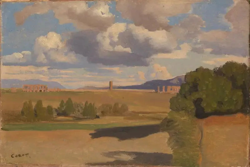 Ruinen in der römischen Landschaft, mit Claudianischem Aquädukt - Jean-Baptiste Camille Corot