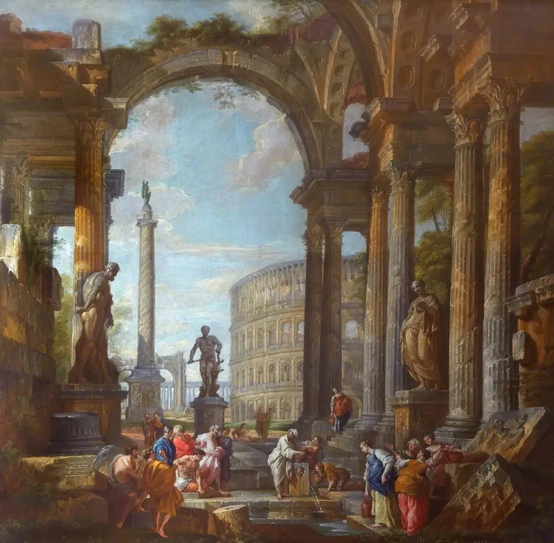 Römische Ruinen mit Figuren - Giovanni Paolo Panini