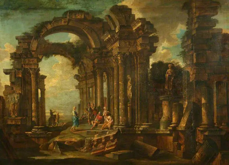 Ruines romaines avec figures - Giovanni Paolo Panini image 1 reproduction artisanale de tableau