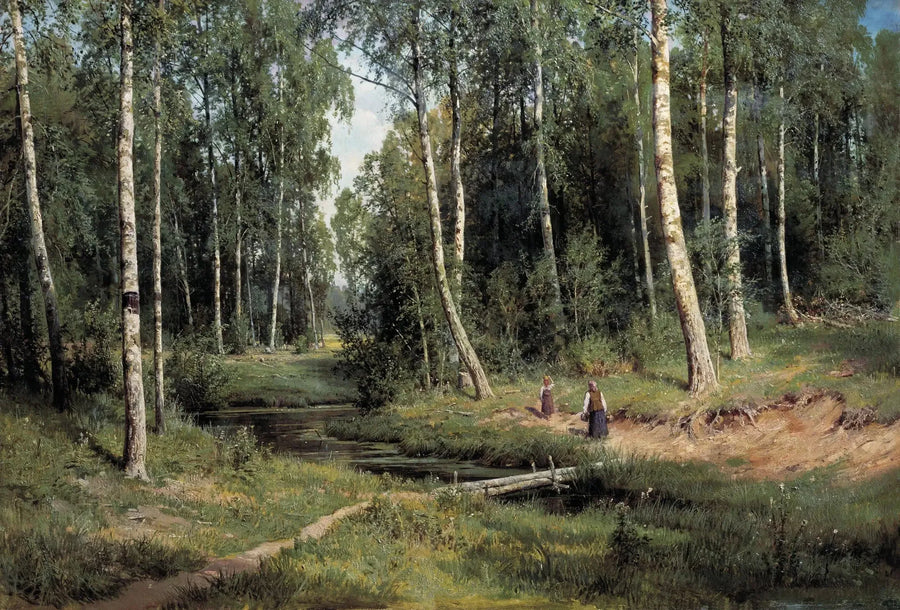 Bach in einem Birkenwald - Ivan Chichkine