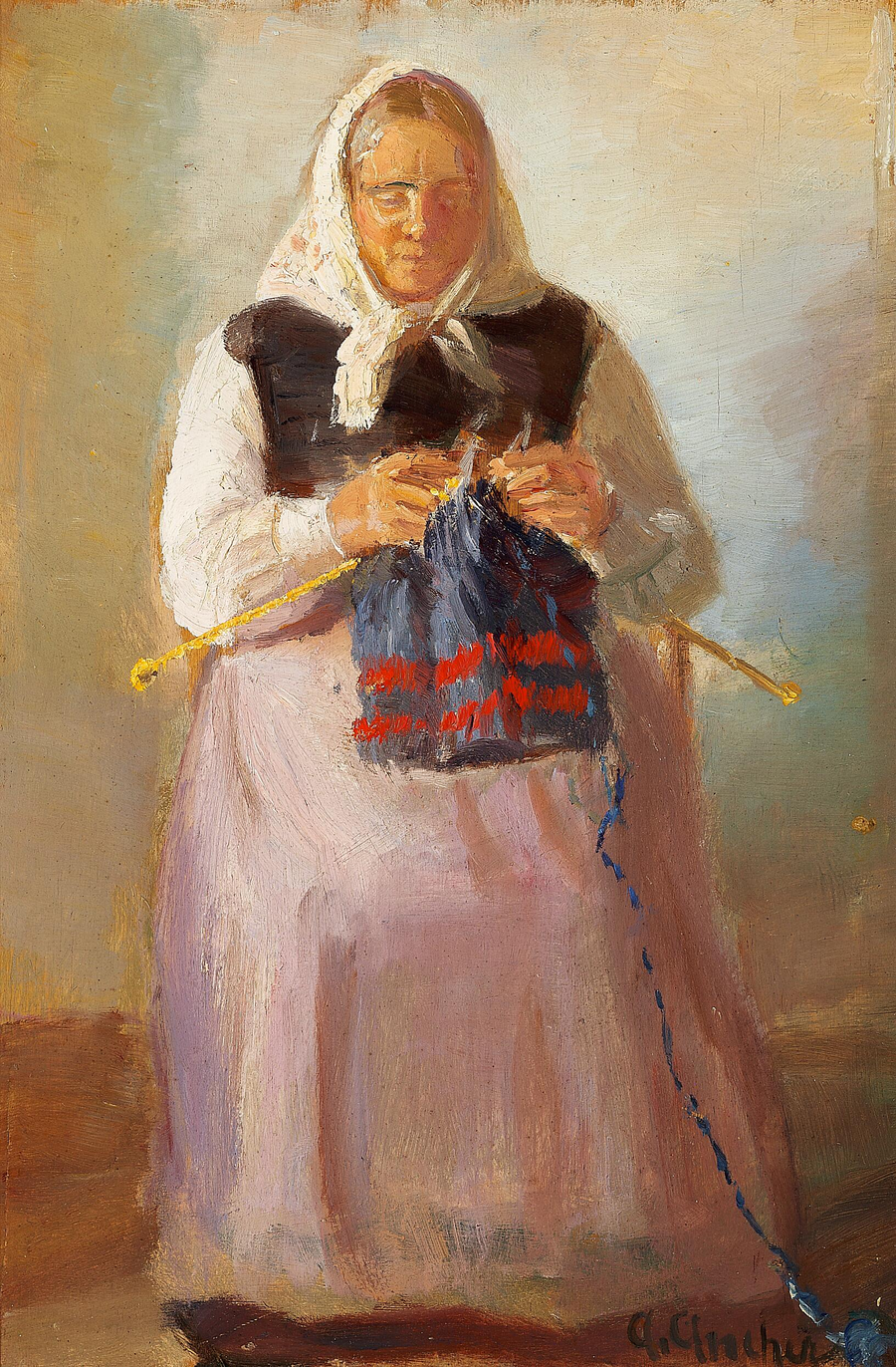 Sørine Møller strickt, Skagen. -Anna Ancher