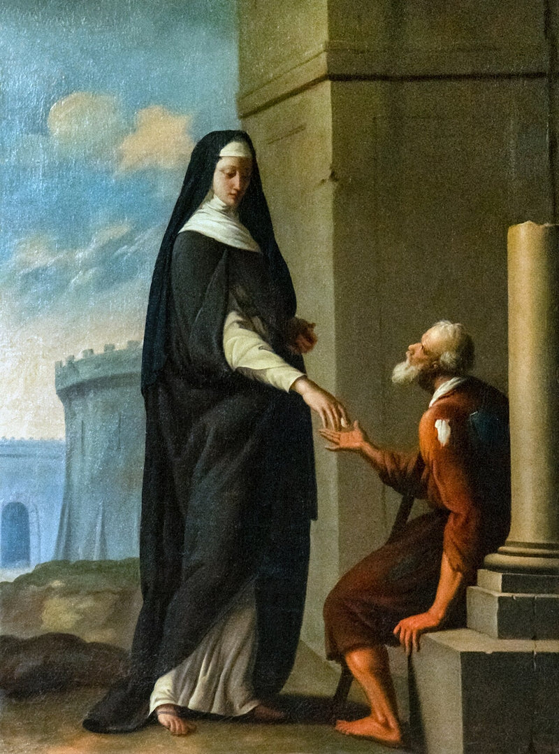 Schwester Carmelitin, die Almosen gibt - Eustache Le Sueur