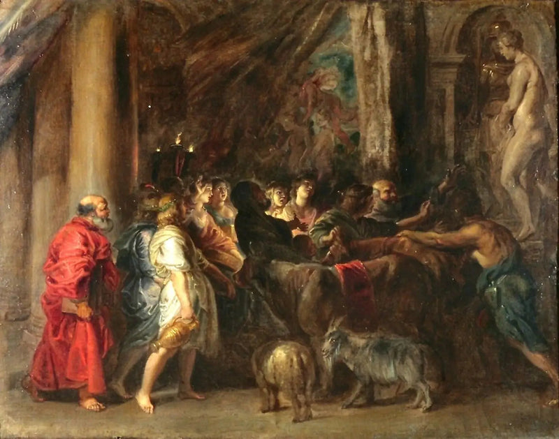 Opfer in einem Tempel (nach Adam Elsheimer) - Peter Paul Rubens