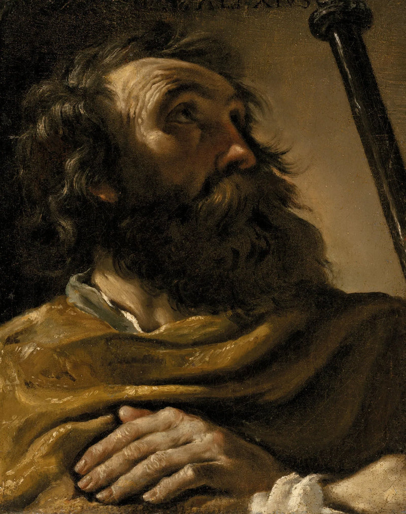 Heiliger Alexis in einem braunen Mantel, einen Stock haltend - Guercino