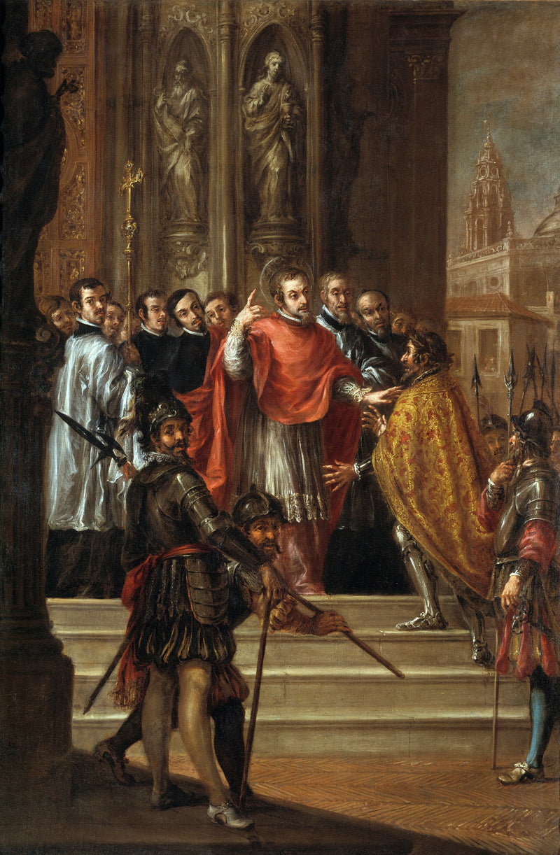Ambrosius der Heilige, der Kaiser Theodosius reinigt - Juan de Valdés Leal