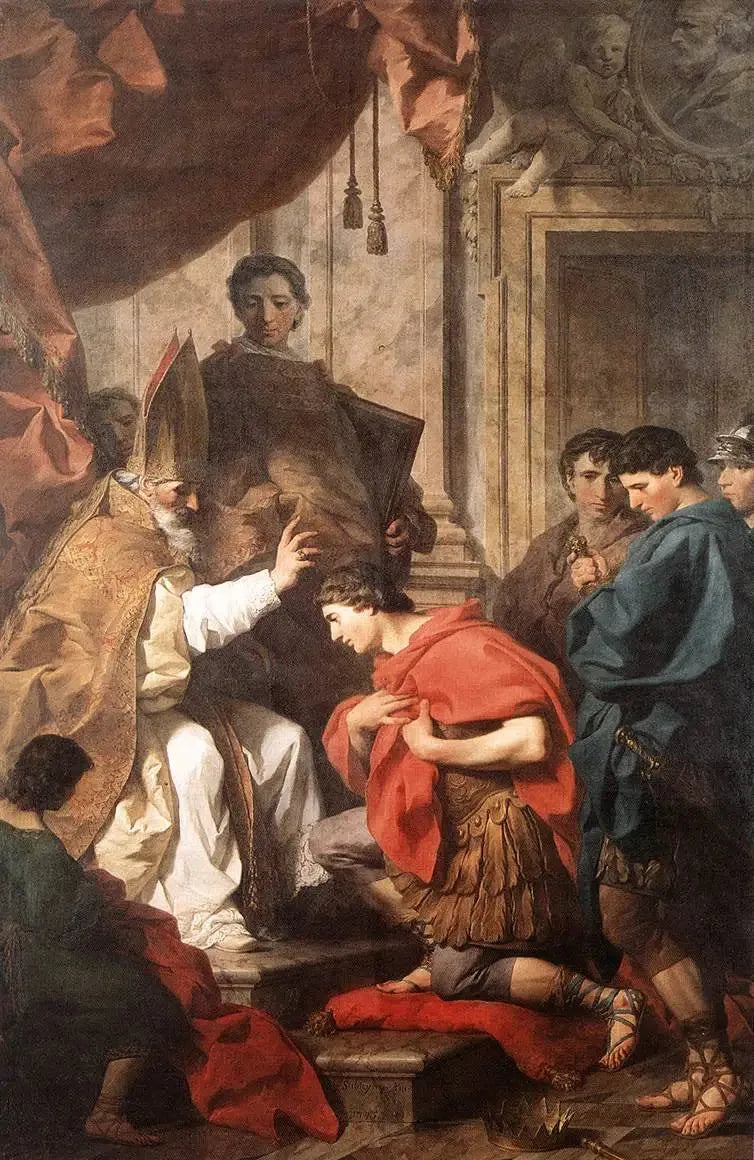 Heiliger Ambrosius segnet Theodosius - Pierre Subleyras