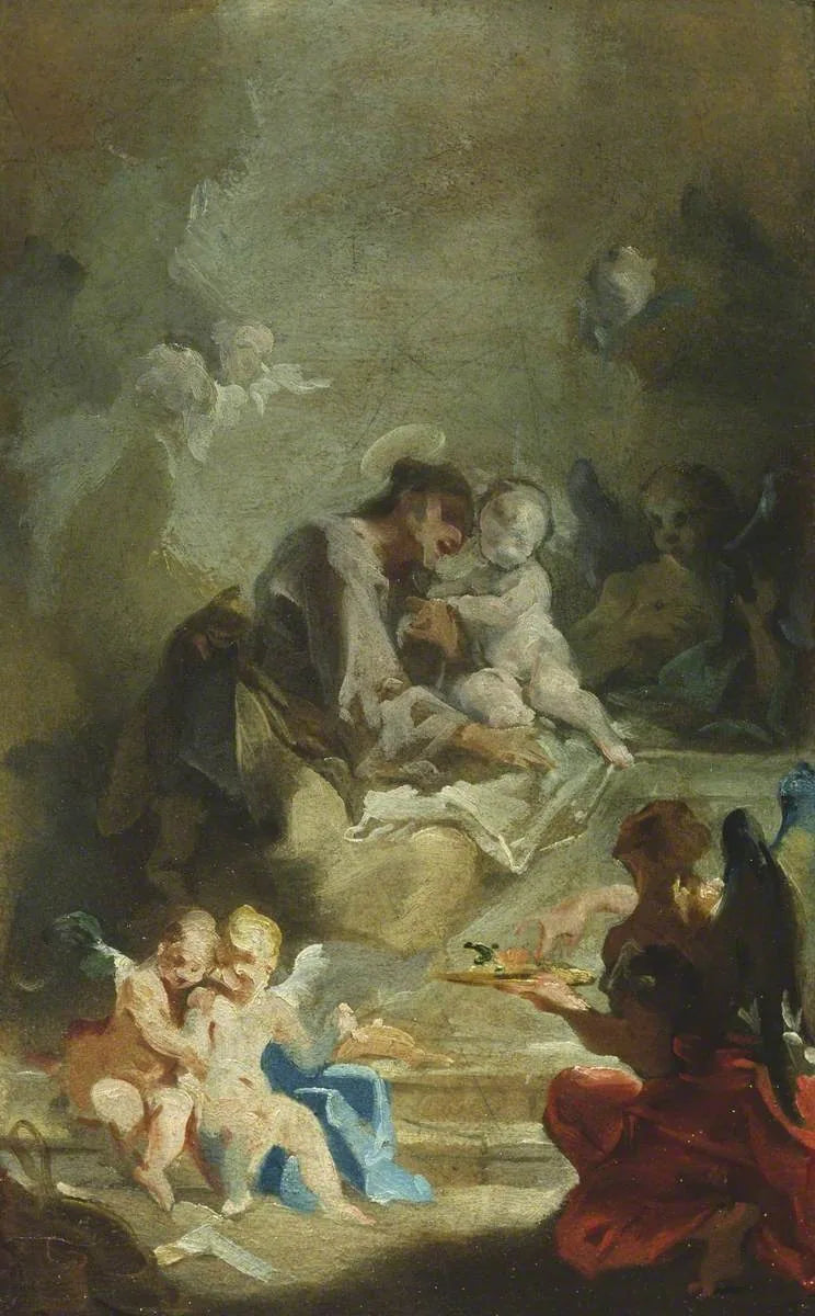 Saint Antoine de Padoue verehrend das Jesuskind - Giovanni Battista Pittoni