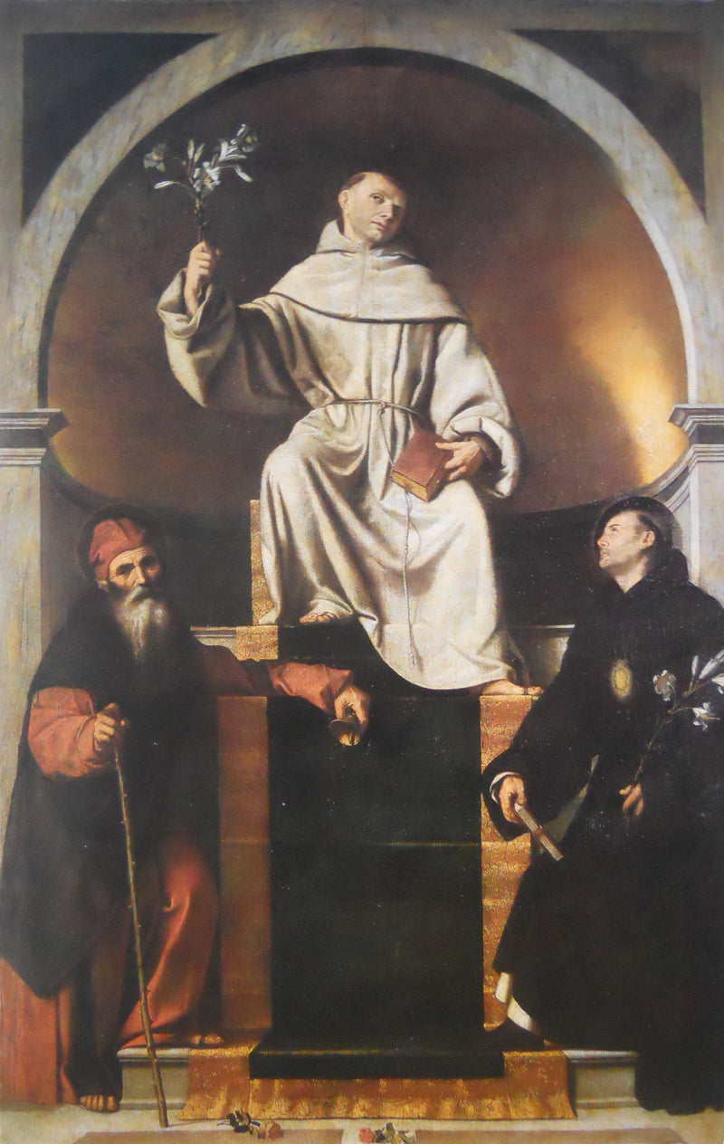 Sankt Antonius von Padua mit den Heiligen Antonius dem Abt und Nikolaus von Tolentino - Alessandro Bonvicino