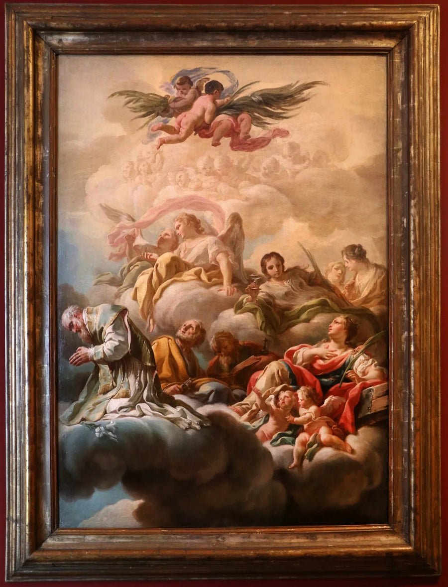 Saint Antoine de Padoue, Saint Pierre et Sainte Catherine dans les nuages - Corrado Giaquinto
