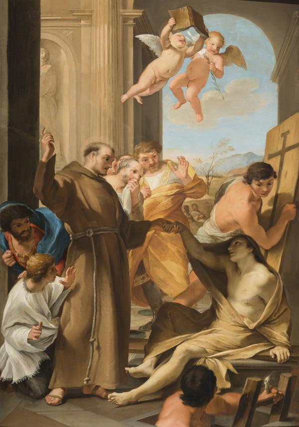 Saint Antoine l'Abbé, der einen Toten auferweckt - Andrea Sacchi