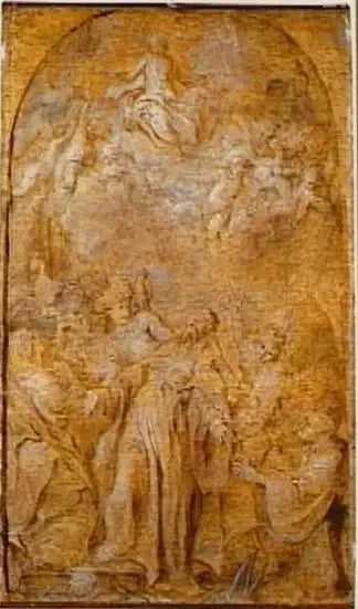 Heiliger Augustinus, der die Dreifaltigkeit betrachtet - Antoine van Dyck
