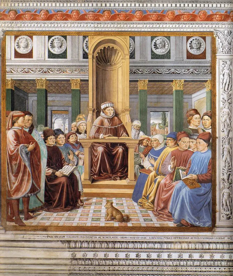Saint Augustin lehrend in Rom (Szene 6, Südwand) - Benozzo Gozzoli