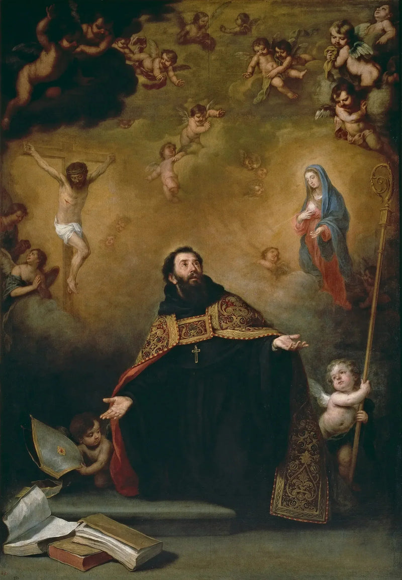 Sankt Augustinus zwischen Christus und der Jungfrau - Bartolomé Esteban Murillo