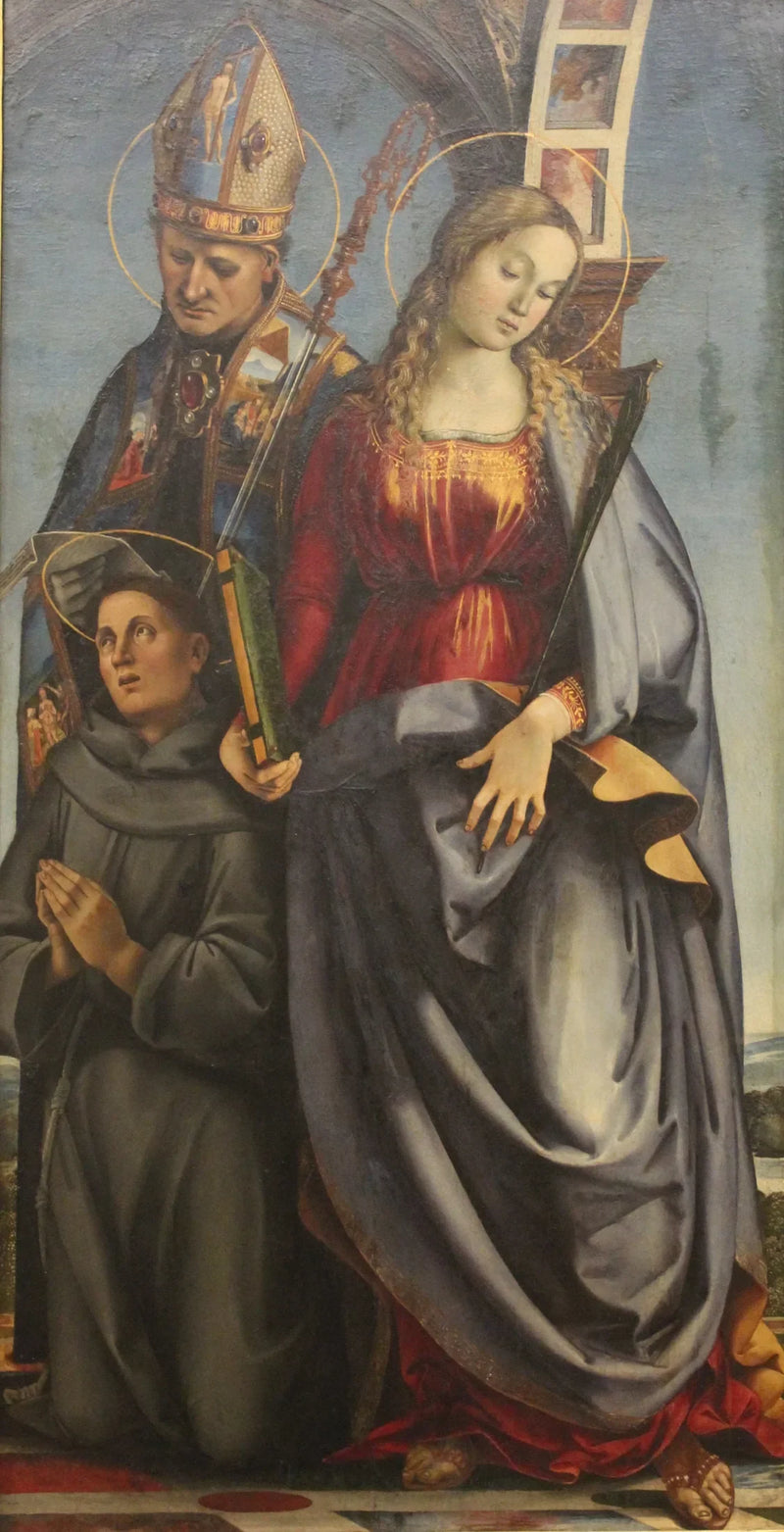 Sankt Augustinus, heilige Katharina von Alexandria und heiliger Antonius von Padua - Luca Signorelli