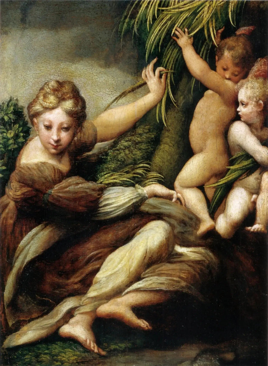 Heiliger mit zwei Engeln - Parmigianino