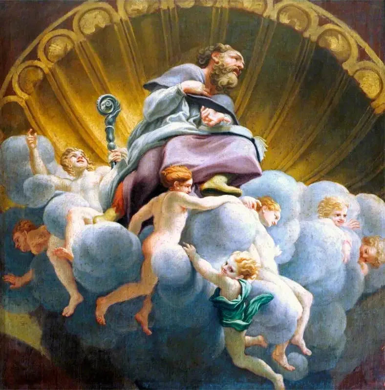 Heiliger Bernhard umgeben von Engeln (Kopie der Freske der Kuppel der Kathedrale von Parma) - Antonio da Correggio